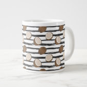 Coconuts on Grunge Stripes Pattern Extra Grote Beker (Voorkant rechts)