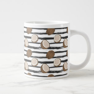Coconuts on Grunge Stripes Pattern Extra Grote Beker