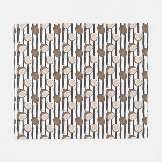 Coconuts on Grunge Stripes Pattern Fleece Deken (Voorkant (Horizontaal))