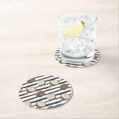 Coconuts on Grunge Stripes Pattern Ronde Kartonnen Onderzetter (Insitu)