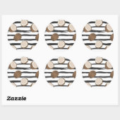 Coconuts on Grunge Stripes Pattern Ronde Sticker (Vel)