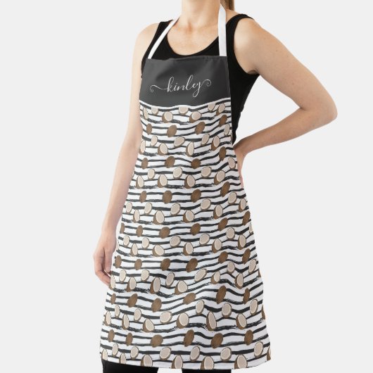 Coconuts on Grunge Stripes Pattern Schort (Insitu)