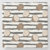 Coconuts on Grunge Stripes Pattern Stenen Onderzetter (Voorkant)