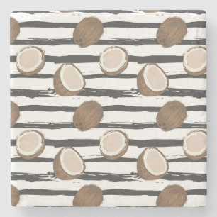 Coconuts on Grunge Stripes Pattern Stenen Onderzetter