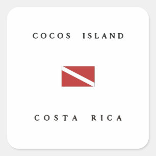 Cocos Island Costa Rica Scuba Dive Flag Vierkante Sticker