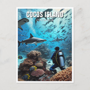 Cocos Island Scuba Diver Briefkaart