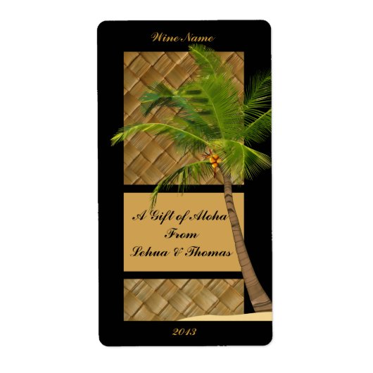 Cocotier Arbre Aloha Vin Craft Étiquette (Devant)