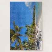 cocotiers et sable blanc puzzle de plage (Vertical)