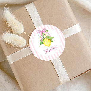 Cocquete Citroenroze Baby Shower Bedankt Ronde Sticker