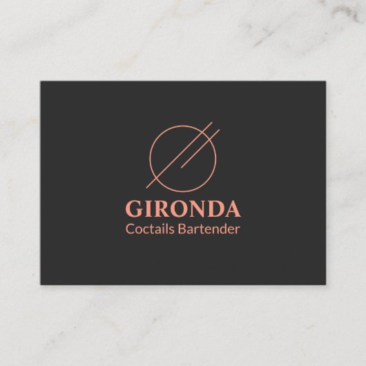 Coctail Bartender Zwart Roze Eenvoudige Typografie Visitekaartje (Voorkant)