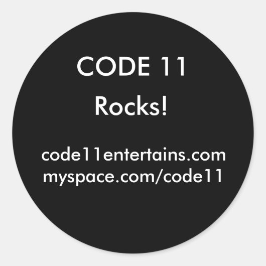 CODE 11 blk/wht ronde stickers (Voorkant)