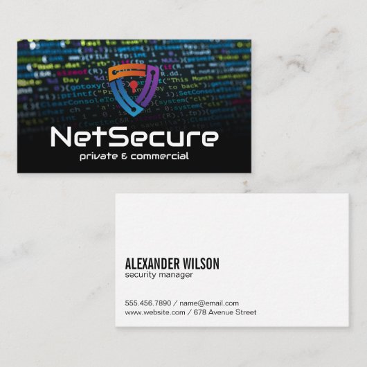 Code Achtergrond | Online Secure Key Hole-Logo Visitekaartje (Voorkant / Achterkant)