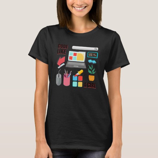 Code als een Girl Coder Software T-shirt (Voorkant)