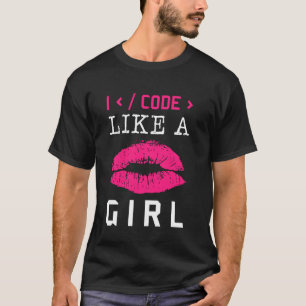 Code als een Girl Lips Coder Software C T-shirt