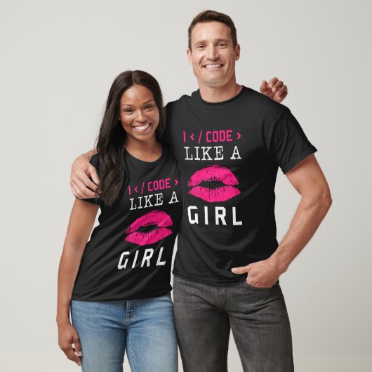 Code als een Girl Lips Coder Software C T-shirt (Unisex)