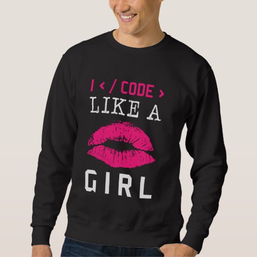 Code als een Girl Lips Coder Software C Trui (Voorkant)