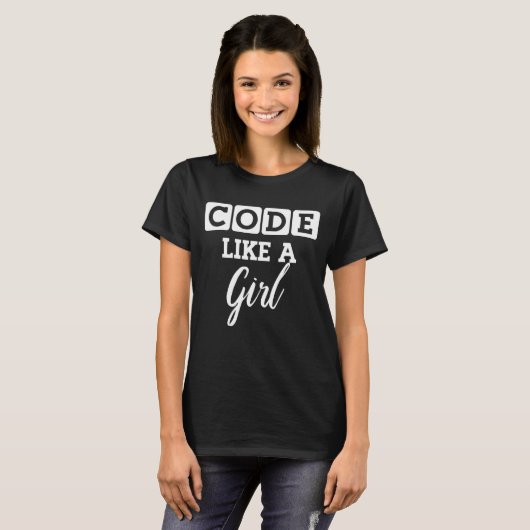 Code als een Girl Programmer Coder-code IT T-shirt (Voorkant volledig)