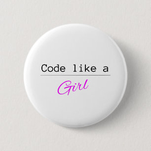 Code als een GIRL Ronde Button 5,7 Cm