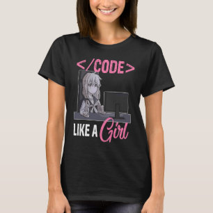 Code als een meisje software ontwikkelaar codering t-shirt