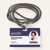 Code-barres moderne Code employé Badge d'ID employ (Devant avec lanière)