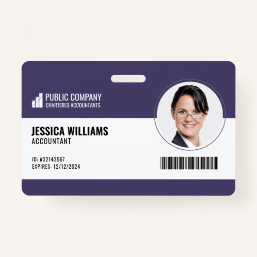Code-barres moderne Code employé Badge d'ID employ (Devant)