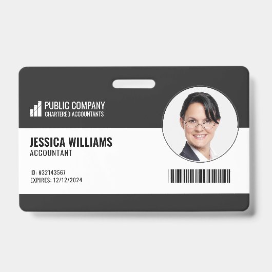 Code-barres moderne Code employé Badge d'ID employ (Avant)