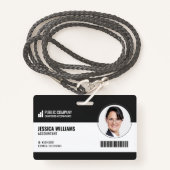 Code-barres moderne Code employé Badge d'ID employ (Devant avec lanière)