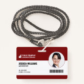 Code-barres moderne Code employé Badge d'ID employ (Devant avec lanière)