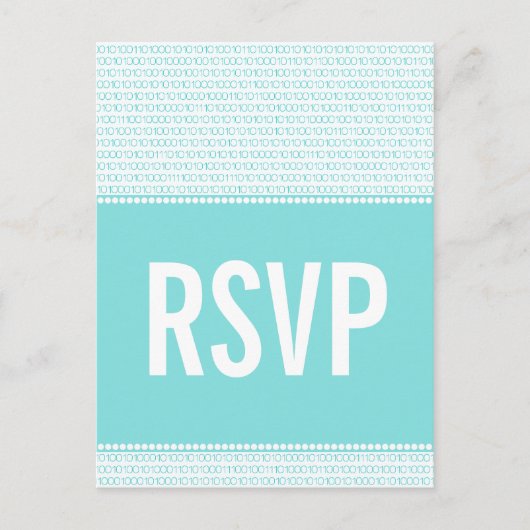 Code binaire Chic geek Carte postale RSVP, Aqua (Devant)