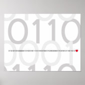 Code binaire Je vous aime poster coeur Geek (Devant)