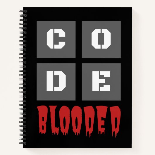 Code Blooded Coding Computer Programming Funny Notitieboek (Voorkant)