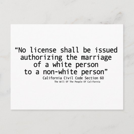 Code civil de Californie Section 60 Carte postale  (Devant)