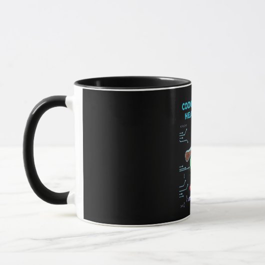 Code & Coffee Hartslag | Grappige Geek Programmeur Mok (Links)