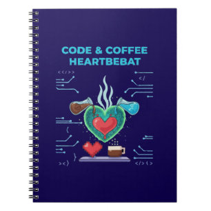 Code & Coffee Hartslag   Grappige Geek Programmeur Notitieboek