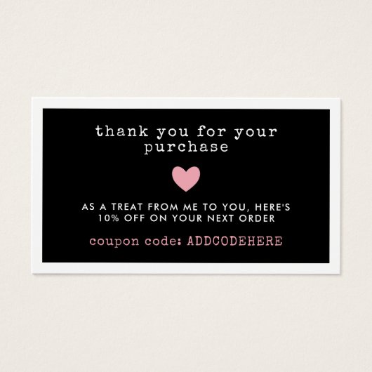 Code Coupon Coeur Rose Petite entreprise (Devant)