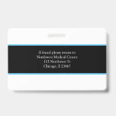 Code de badge photo de nom de professionnel de la (Arrière)