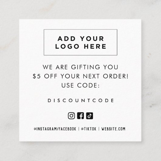 Code de coupon de marque professionnelle | Carte d (Dos)