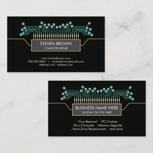 Code de la carte de circuit informatique (Devant / Derrière)