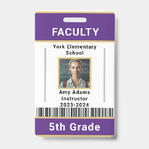 Code de l'enseignant de l'école Badge Modèle W/ Co