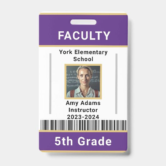 Code de l'enseignant de l'école Badge Modèle W/ Co (Avant)