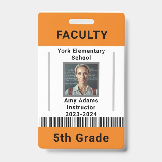 Code de l'enseignant de l'école Badge Modèle W/ Co (Avant)