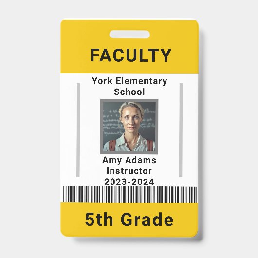 Code de l'enseignant de l'école Badge Modèle W/ Co (Avant)