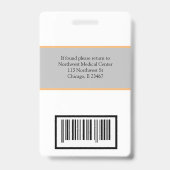 Code de numérisation du badge de nom de médecin ou (Arrière)