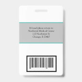 Code de numérisation du badge de nom de médecin ou (Arrière)