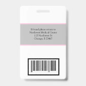 Code de numérisation du badge de nom de médecin ou (Arrière)