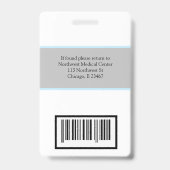 Code de numérisation du badge de nom de médecin ou (Arrière)