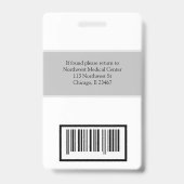 Code de numérisation du badge d'infirmière autoris (Arrière)