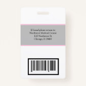 Code du scanneur de badge du médecin ou de l'infir (Dos)