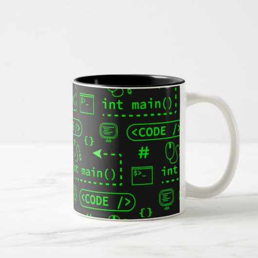 Code en zo - zwart tweekleurige koffiemok (Rechts)