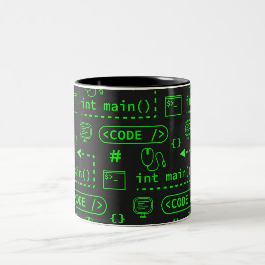 Code en zo - zwart tweekleurige koffiemok (Center)